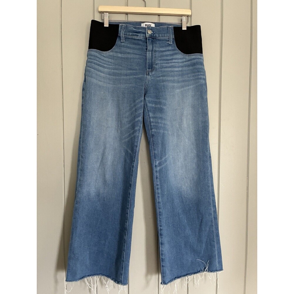 Paige Anessa Maternity Jeans 29 Cotton Blend Mesmerize Wash Distressed Hem